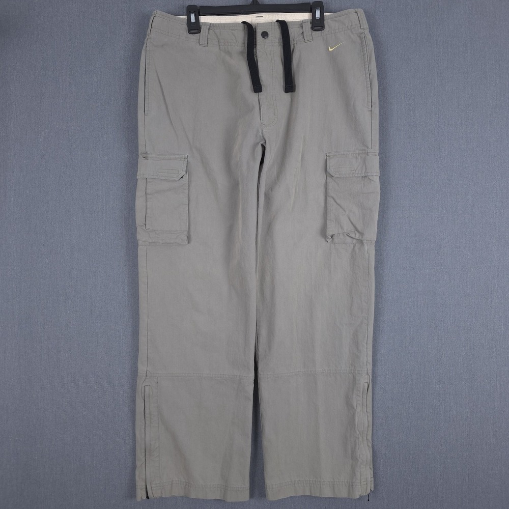 Vintage Nike Baggy Cargo Pants Mens XL (Fits 36x31) Sage Wide Leg Hiking Y2K